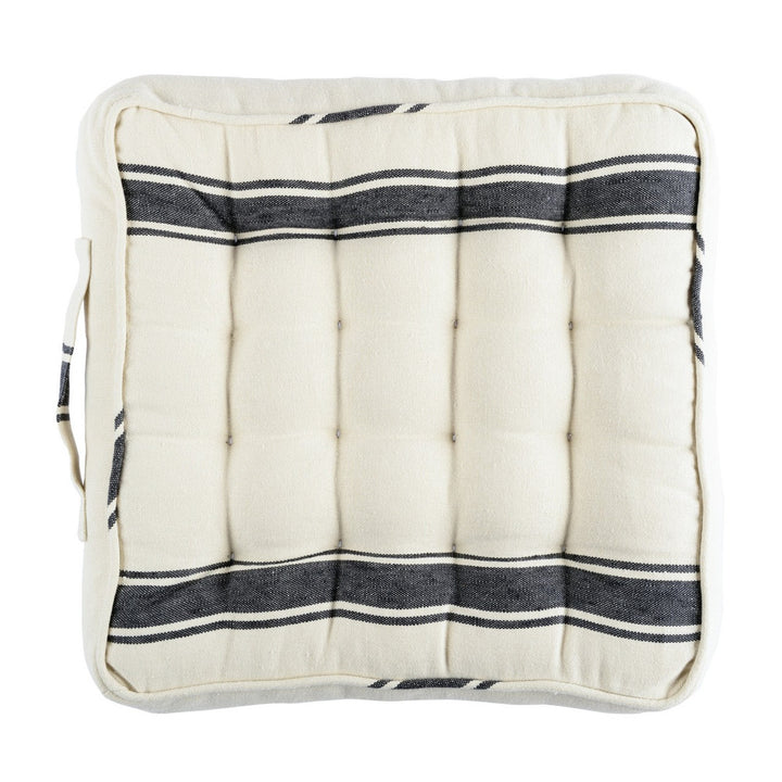 HAJDU STRIPE Linen Chair Cushion (AC00020) by Mind The Gap | AC00020 | TRANSYLVANIAN ROOTS | 15,75 x 15,7 x 3,5 in | Black, White | Fabric Carolina | https://www.fabriccarolina.com/