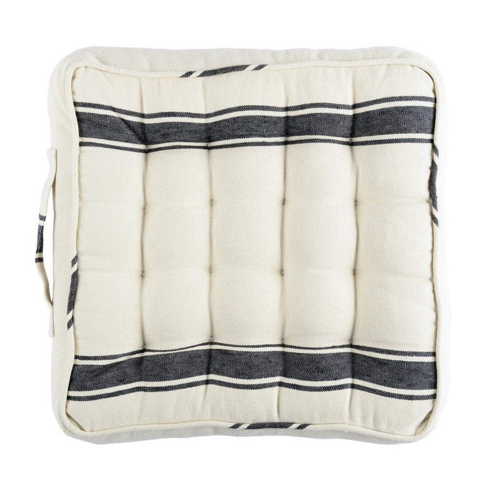 HAJDU STRIPE Linen Chair Cushion (AC00020) by Mind The Gap | AC00020 | TRANSYLVANIAN ROOTS | 15,75 x 15,7 x 3,5 in | Black, White | Fabric Carolina | https://www.fabriccarolina.com/