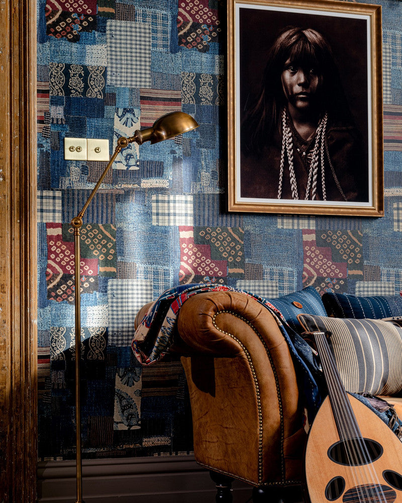 WOODSTOCK BORO Wallpaper (WP20629) by Mind The Gap | WP20629 | WOODSTOCK '69 LIFESTYLE COLLECTION | 3 rolls x 20.5 x 118.1 in | 0.52m / 20.5in | 3m / 118in | 4.65mp | 100cm / 39.3in | Blue, Green, Red, White | Satin Matte | Paste the wall | 3-rolls in a box | Fabric Carolina | https://www.fabriccarolina.com/