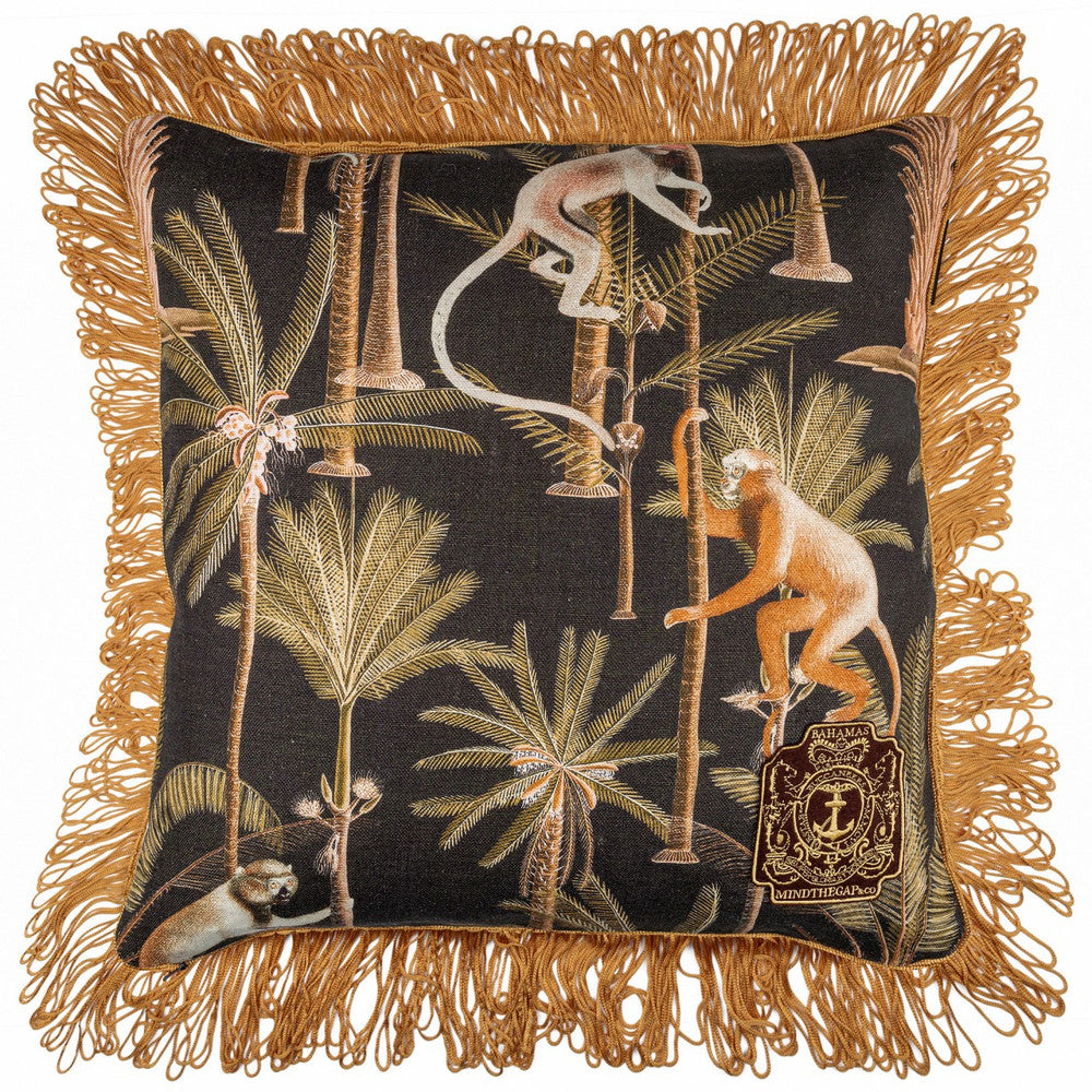 BARBADOS Cushion (LC40068) by Mind The Gap | LC40068 | THE TROPICAL COTTAGE | 20 x 20 in | Black, Brown | Fabric Carolina | https://www.fabriccarolina.com/