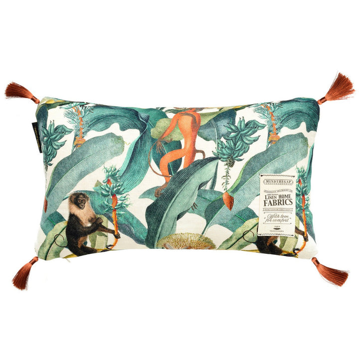 BERMUDA Linen Cushion (LC40026) by Mind The Gap | LC40026 | TROPICAL MOOD | 20 x 12 in | Brown, Green, Orange | Fabric Carolina | https://www.fabriccarolina.com/