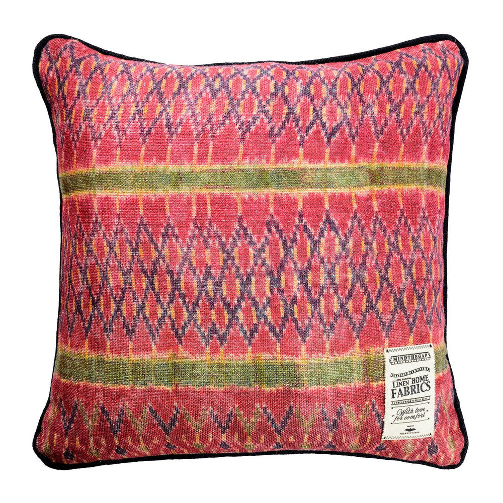 LAKAI Linen Cushion (LC40012) by Mind The Gap | LC40012 | NOMAD STORY | 20 x 20 in | Green, Yellow | Fabric Carolina | https://www.fabriccarolina.com/