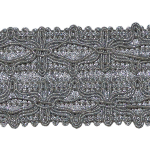 0204 - Silver by Europatex Fabric Metallic Collection 100% Polyester China See Sample Horizontal: N/A and Vertical: N/A 1.50 inches  - Fabric Carolina -