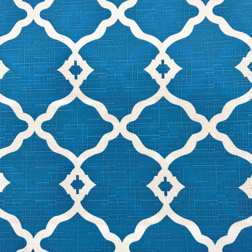 Outdoor Fretwork Onyx Blue by Europatex Fabric Outdoor 100% Polyester 4.72" H, 6.30" V 60.00 inches - Fabric Carolina -
