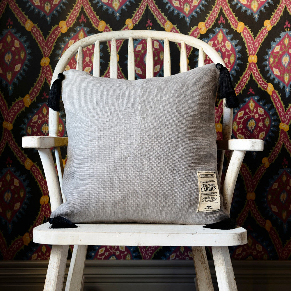 FROST GREY Linen Cushion (LC40008) by Mind The Gap | LC40008 | NOMAD STORY | 20 x 20 in | Frost Grey | Fabric Carolina | https://www.fabriccarolina.com/