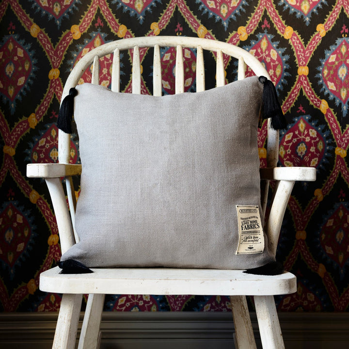 FROST GREY Linen Cushion (LC40008) by Mind The Gap | LC40008 | NOMAD STORY | 20 x 20 in | Frost Grey | Fabric Carolina | https://www.fabriccarolina.com/