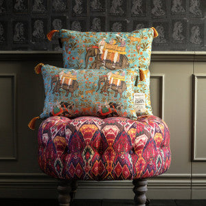 HINDUSTAN Aquamarine Linen Cushion (LC40023) by Mind The Gap