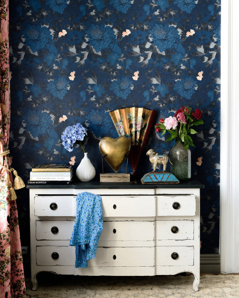 The Cantonese Garden Wallpaper by Mind the Gap Designer Wallpaper THE WALLPAPER COMPENDIUM 2 Satin Matte Made in Europe Paste the wall 3 rolls x 20.5 x 3.25 yards - Swanky Fabrics -