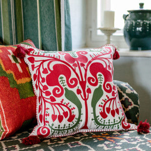 TRANSYLVANIAN SUZANI Linen Embroidered Cushion (LC40083) by Mind The Gap