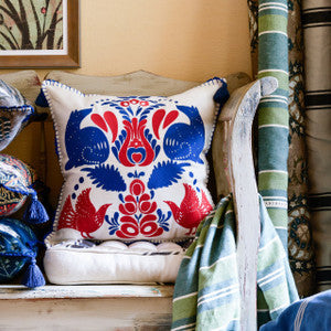 FOLK EMBROIDERY Linen Embroidered Cushion (LC40080) by Mind The Gap