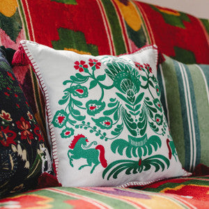 HORSE PARADE Linen Embroidered Cushion (LC40081) by Mind The Gap