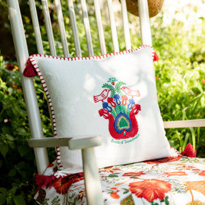 ROOTS OF TRANSYLVANIA Linen Embroidered Cushion (LC40082) by Mind The Gap