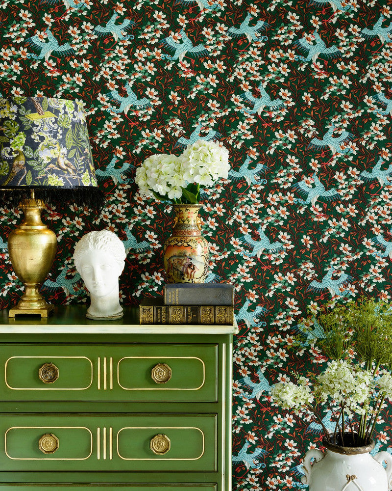 Chinoise Wallpaper by Mind the Gap Designer Wallpaper THE WALLPAPER COMPENDIUM 2 Satin Matte Made in Europe Paste the wall 3 rolls x 20.5 x 3.25 yards - Swanky Fabrics -