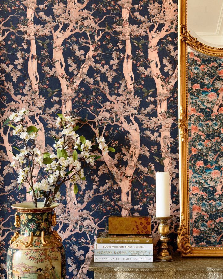 The Sacred Tree Wallpaper by Mind the Gap Designer Wallpaper THE WALLPAPER COMPENDIUM 2 Satin Matte Made in Europe Paste the wall 3 rolls x 20.5 x 3.25 yards - Swanky Fabrics -