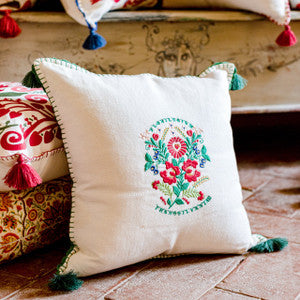 TRANSSILVANIAE FLORILEGIUM Linen Embroidered Cushion (LC40084) by Mind The Gap