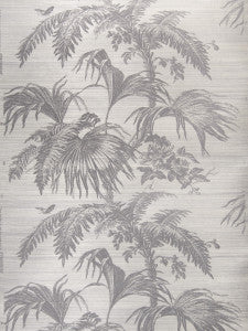 Palm Garden Sisal Slate On Gray 660105 by Stroheim Wallpaper
