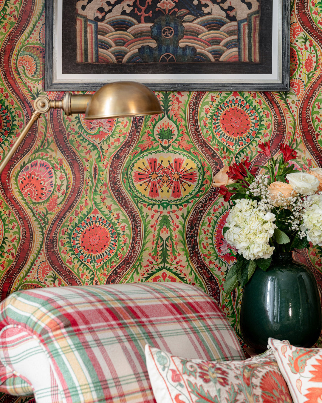 HIPPIE PAISLEY Wallpaper (WP20616) by Mind The Gap | WP20616 | WOODSTOCK '69 | 3 rolls x 52x300 cm / 20.5x118.1 in | 0.52m / 20.5in | 3m / 118in | 4.65sqm / 50sq ft | 150cm / 59in | Blue, Green, Yellow, Pink, Beige, Red | Non-woven Satin | Paste the wall | 3-rolls in a box | Fabric Carolina | https://www.fabriccarolina.com/
