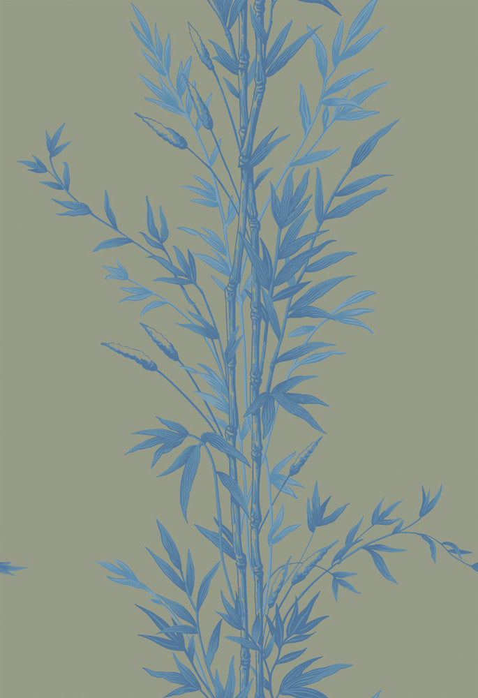 Bamboo Blue On Khaki by Cole & Son Wallcovering