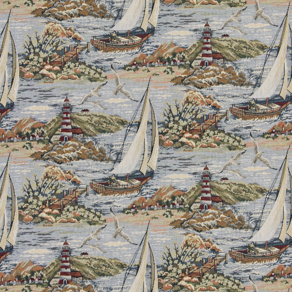 1005 Nantucket by Charlotte Fabric Themes of Tapestry II 54% Cotton, 46% Polyester Canada Exceeds 100,000 Wyzenbeek Rubs (Heavy Duty) Horizontal: 27" x Vertical: 14" 54 Inches - Fabric Carolina -