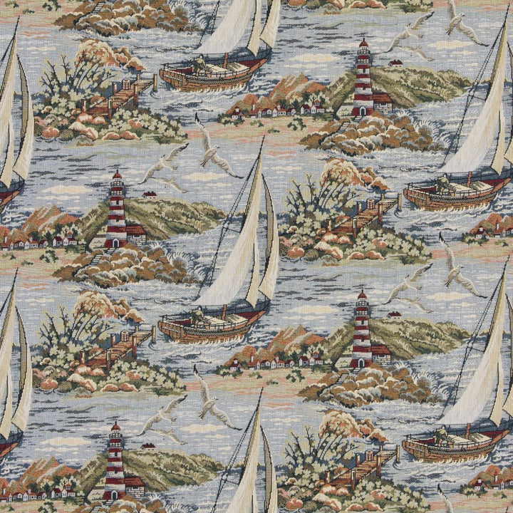 1005 Nantucket by Charlotte Fabric Themes of Tapestry II 54% Cotton, 46% Polyester Canada Exceeds 100,000 Wyzenbeek Rubs (Heavy Duty) Horizontal: 27" x Vertical: 14" 54 Inches - Fabric Carolina -