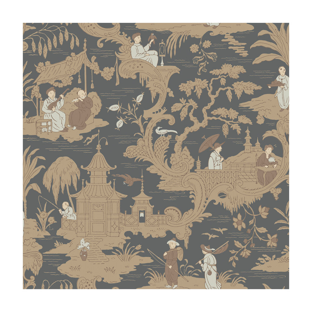 Chinese Toile Charcoal by Cole & Son Wallcovering COLE & SON ARCHIVE ANTHOLOGY PAPER - 100% United Kingdom - Horizontal: - and Vertical: 21 20.5 - Fabric Carolina -