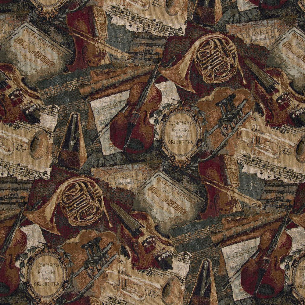 1010 Music Hall by Charlotte Fabric Themes of Tapestry II 52% Cotton, 48% Polyester Asia Exceeds 120,000 Wyzenbeek Rubs (Heavy Duty) </p><p>Repeat: Horizontal: 27" x Vertical: 28.5" 54 Inches - Fabric Carolina -
