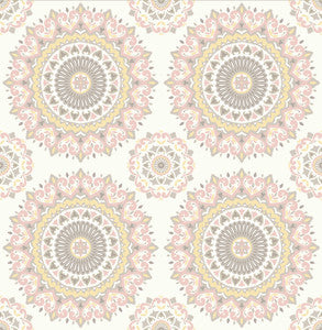Gemma Light Pink Boho Medallion Wallpaper by A-Street Prints