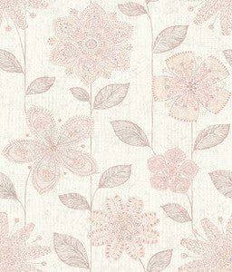 Maisie Pink Batik Flower Wallpaper by A-Street Prints