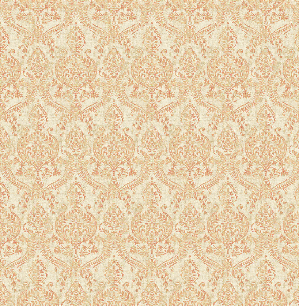 Waverly Rust Petite Damask Wallpaper by A-Street Prints Kismet Covers about 56.4 square feet 20.5-in by 33-ft long roll Unpasted 10.5 - Fabric Carolina -