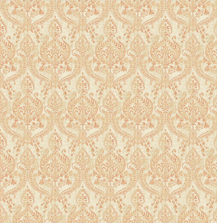 Waverly Rust Petite Damask Wallpaper by A-Street Prints Kismet Covers about 56.4 square feet 20.5-in by 33-ft long roll Unpasted 10.5 - Fabric Carolina -