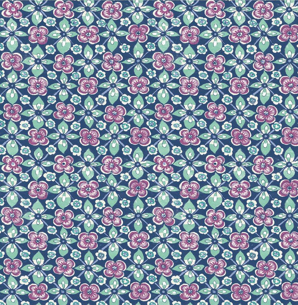 Free Spirit Indigo Floral Wallpaper by A-Street Prints Kismet Covers about 56.4 square feet 20.5-in by 33-ft long roll Unpasted 10.5 - Fabric Carolina -