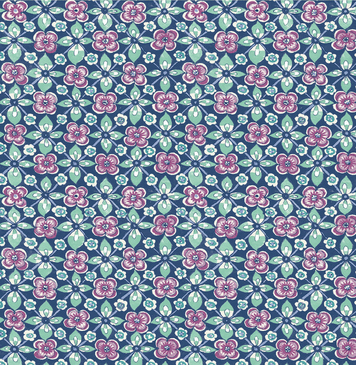 Free Spirit Indigo Floral Wallpaper by A-Street Prints Kismet Covers about 56.4 square feet 20.5-in by 33-ft long roll Unpasted 10.5 - Fabric Carolina -