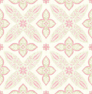 Off Beat Ethnic Pink Geometric Floral Wallpaper by A-Street Prints