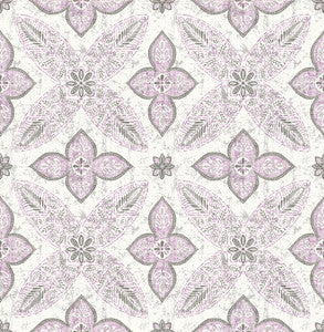 Off Beat Ethnic Violet Geometric Floral Wallpaper by A-Street Prints
