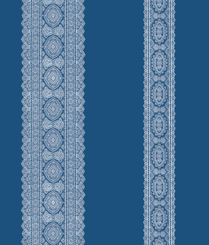 Brynn Indigo Paisley Stripe Wallpaper by A-Street Prints Kismet Covers about 56.4 square feet 20.5-in by 33-ft long roll Unpasted 24 - Fabric Carolina -