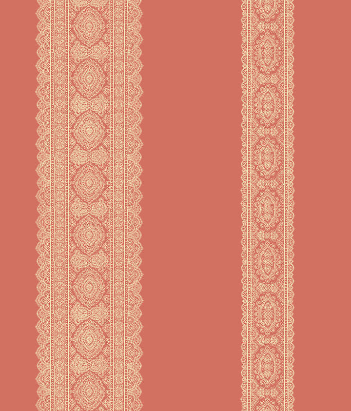 Brynn Coral Paisley Stripe Wallpaper by A-Street Prints Kismet Covers about 56.4 square feet 20.5-in by 33-ft long roll Unpasted 24 - Fabric Carolina -