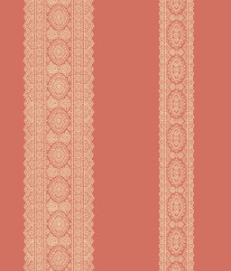 Brynn Coral Paisley Stripe Wallpaper by A-Street Prints