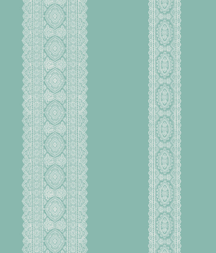 Brynn Turquoise Paisley Stripe Wallpaper by A-Street Prints Kismet Covers about 56.4 square feet 20.5-in by 33-ft long roll Unpasted 24 - Fabric Carolina -