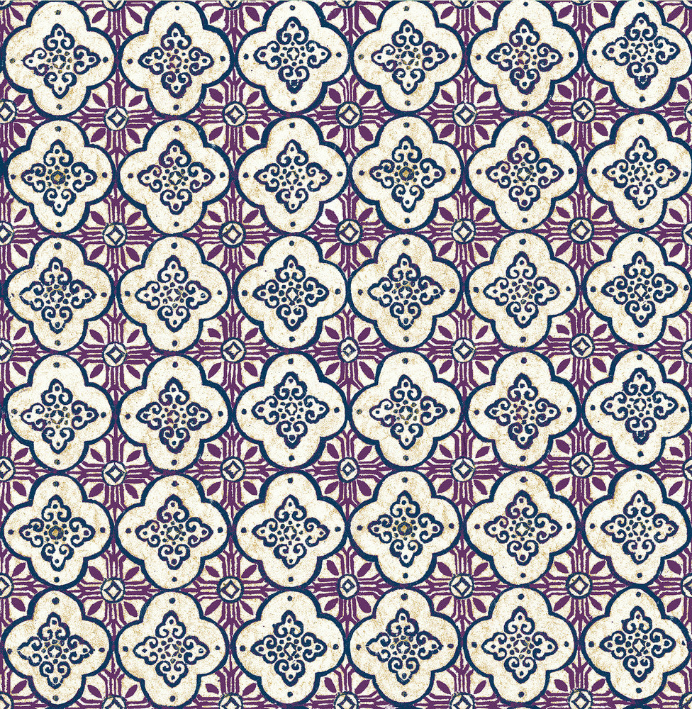 Geo Violet Quatrefoil Wallpaper by A-Street Prints Kismet Covers about 56.4 square feet 20.5-in by 33-ft long roll Unpasted 10.5 - Fabric Carolina -