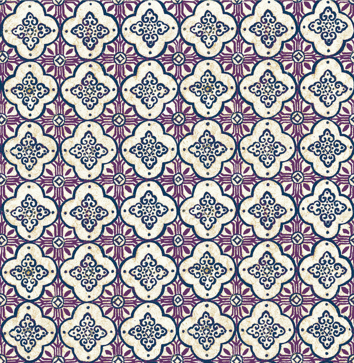Geo Violet Quatrefoil Wallpaper by A-Street Prints Kismet Covers about 56.4 square feet 20.5-in by 33-ft long roll Unpasted 10.5 - Fabric Carolina -