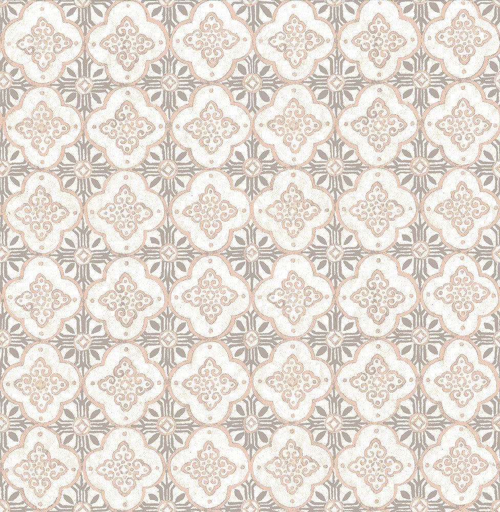 Geo Pink Quatrefoil Wallpaper by A-Street Prints Kismet Covers about 56.4 square feet 20.5-in by 33-ft long roll Unpasted 10.5 - Fabric Carolina -