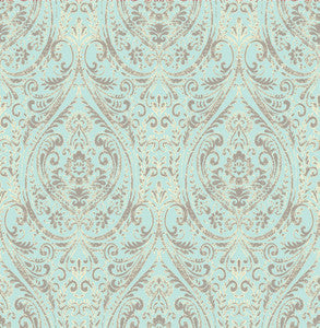 Gypsy Turquoise Damask Wallpaper by A-Street Prints