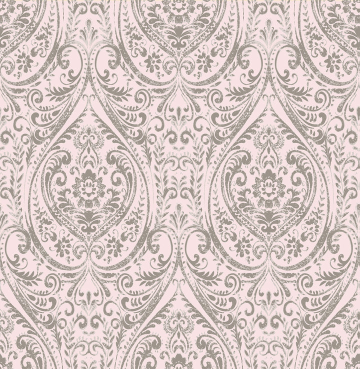 Gypsy Light Pink Damask Wallpaper by A-Street Prints Kismet Covers about 56.4 square feet 20.5-in by 33-ft long roll Unpasted 21 - Fabric Carolina -