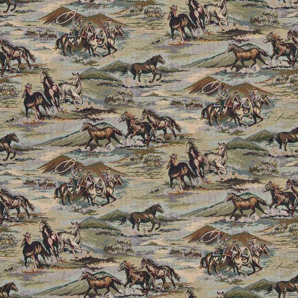 1020 Wrangler by Charlotte Fabric Themes of Tapestry II 53% Cotton, 47% Polyester Canada Exceeds 100,000 Wyzenbeek Rubs (Heavy Duty) Horizontal: 27.5" x Vertical: 14" 54 Inches - Fabric Carolina -