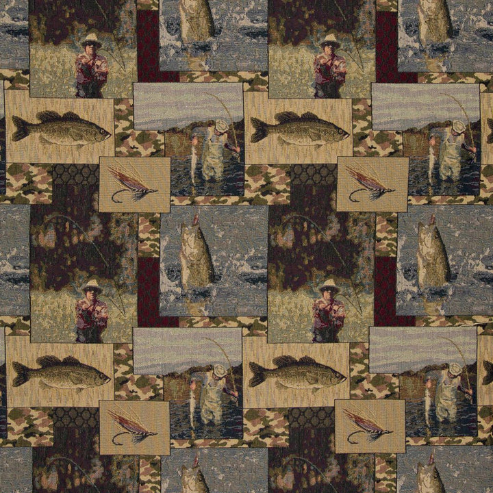 1025 Sportsman by Charlotte Fabric Themes of Tapestry II 60% Cotton, 40% Polyester Canada Exceeds 100,000 Wyzenbeek Rubs (Heavy Duty) Horizontal: 13.5" x Vertical: 14" 54 Inches - Fabric Carolina -