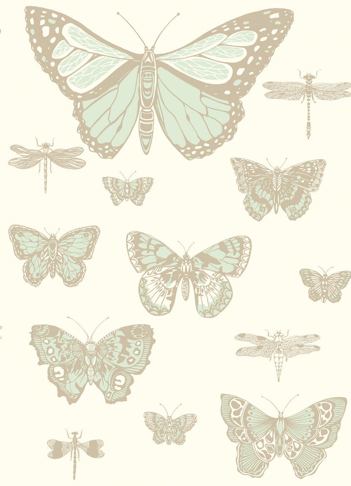 Butterflies & Dragonflies Duck Egg Ivry by Cole & Son Wallcovering