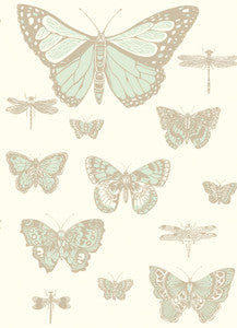 Butterflies & Dragonflies Duck Egg Ivry by Cole & Son Wallcovering