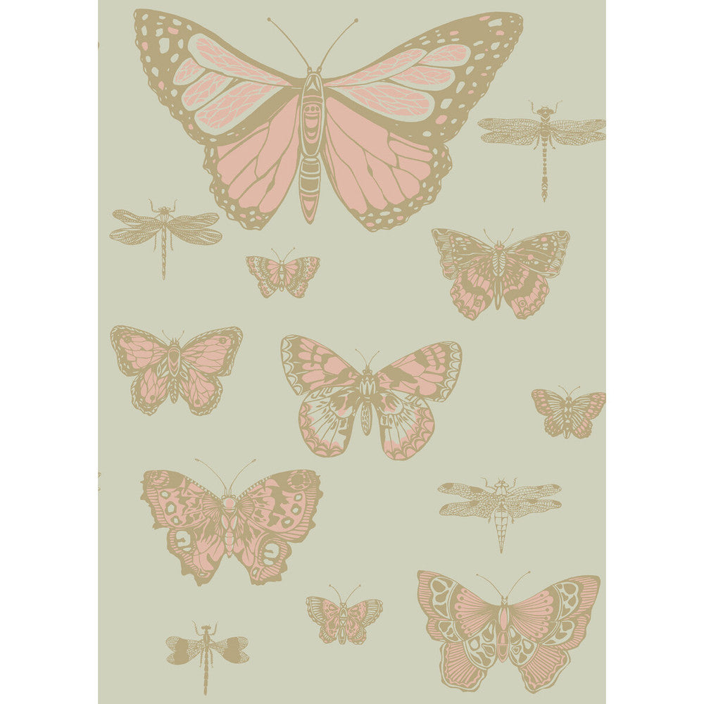 Butterflies & Dragonflies Pink On Oliv by Cole & Son Wallcovering COLE & SON WHIMSICAL PAPER - 100% United Kingdom Horizontal: and Vertical: 28.3 20.5 - Fabric Carolina -