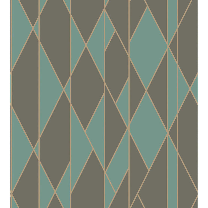 Oblique Teal And Black by Cole & Son Designer Wallcovering COLE & SON GEOMETRIC II PAPER - 100% United Kingdom Horizontal: and Vertical: 30 27 - Swanky Fabrics -
