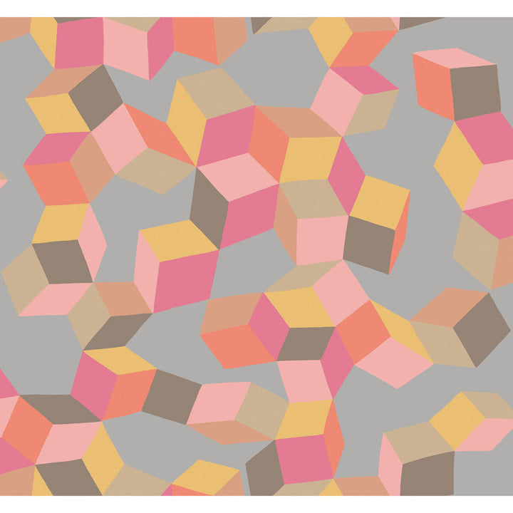 Puzzle Pink And Orange by Cole & Son Designer Wallcovering COLE & SON GEOMETRIC II PAPER - 100% United Kingdom Horizontal: and Vertical: 25.2 27 - Swanky Fabrics -